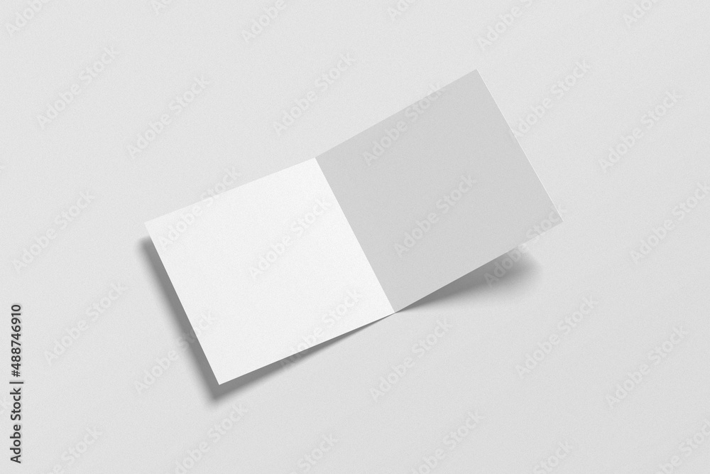 Square bifold brochure, greeting card, or invitation card mockup Square bifold brochure, greeting card, or invitation card mockup
