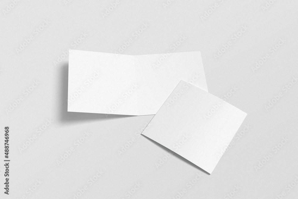 Square bifold brochure, greeting card, or invitation card mockup Square bifold brochure, greeting card, or invitation card mockup