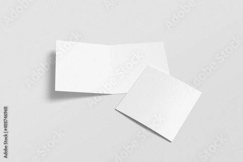 Square bifold brochure, greeting card, or invitation card mockup