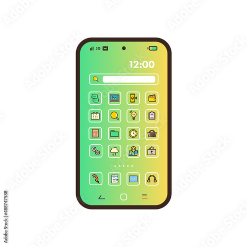 スマートフォン ホーム画面のイラスト