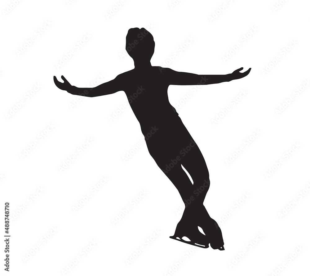 Figure skater silhouette male figure showing ice skating dance. Vector illustration. Figure skating