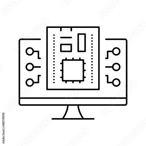 firmware software line icon vector illustration