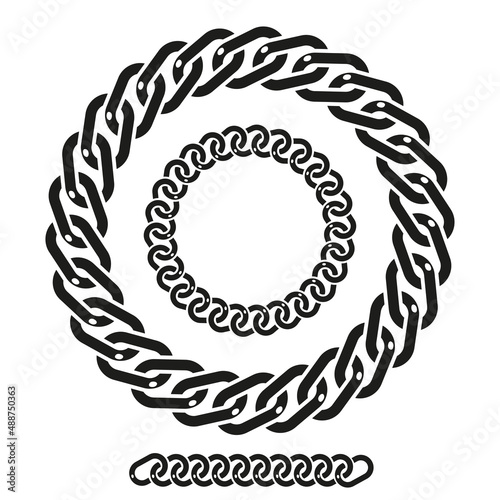 Chain link ring. Decorative circle frame.
