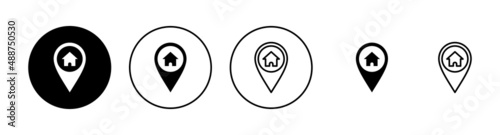Free Download address icons set. home location sign and symbol. pinpoint - GFXLoad