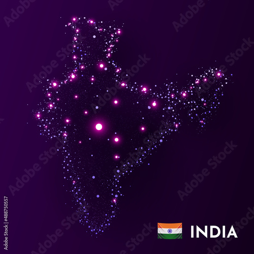 India map made of stars and dots. Globalization concept. Space view.