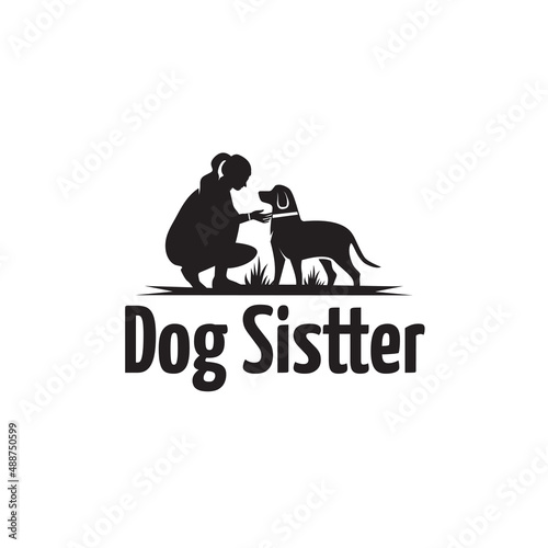 Dog Sister Logo Design - Pet Sitter & Dog Lover Silhouette