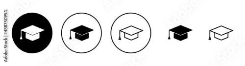 Education icon set. Graduation cap sign and symbol. Graduate. Students cap photo