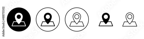 Maps and pin icons set. location sign and symbol. geo locate, pointer icon.