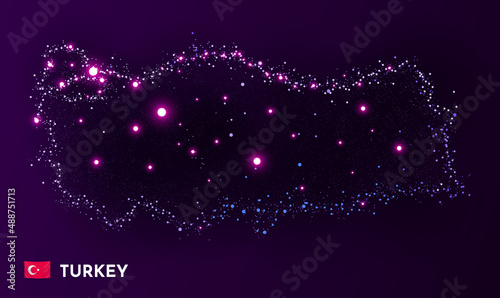 Turkey map made of stars and dots. Globalization concept. Space view.