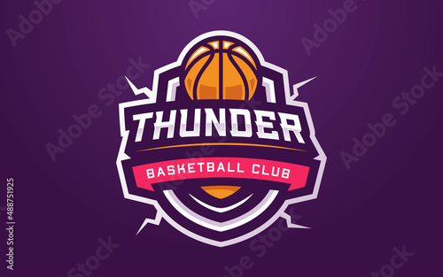 Modern and Creative Thunder Basketball Club Logo for Sports Team