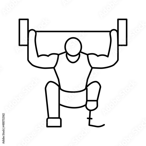 powerlifting handicapped athlete line icon vector illustration