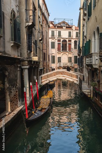 Gondola in picturesque Venice canal - Venice, Italy © PaulPetyt