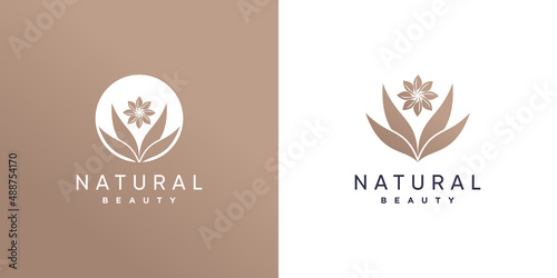 Natural beauty logo with modern concept Premium Vector