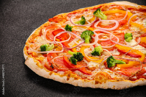 Vegetarian pizza with vegetables and cheese