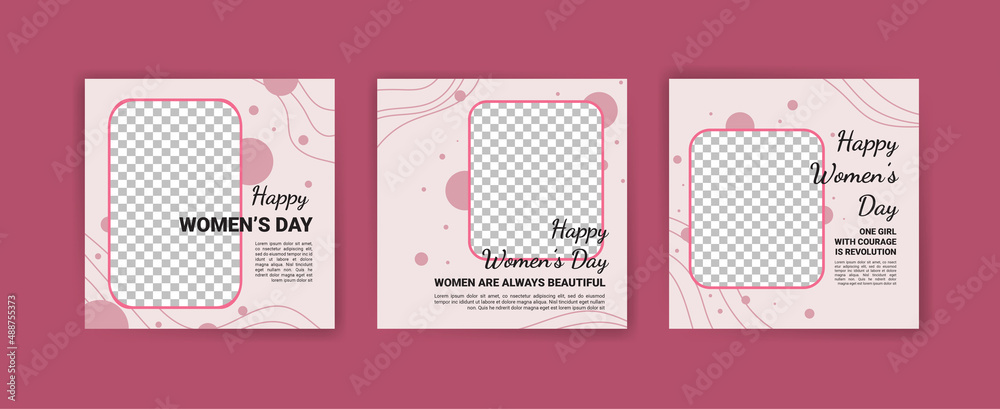 Set of Editable banner template. Women's day social media post template design. Flat design vector with a photo collage.