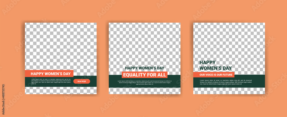 Set of Editable banner template. Women's day social media post template design. Flat design vector with a photo collage.