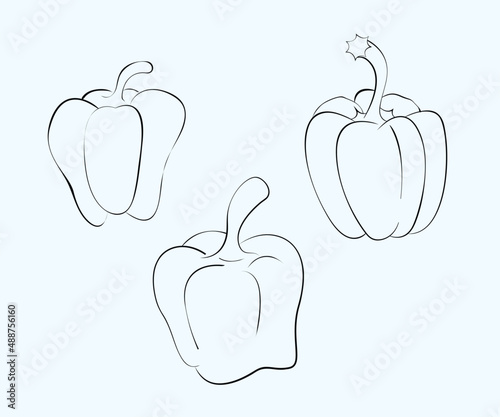 capsicum line art, Capsicum Icon, Capsicum Icon vector, Capsicum vegetable line drawing, Capsicum set