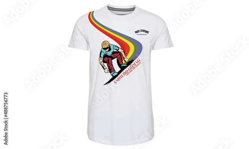 Snowboarding adventure print design for t shirt, sticker, poster and others. Colorful  snowboarding vector artwork design.