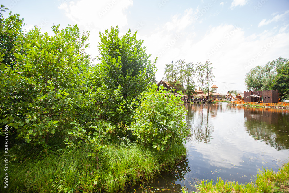 Fototapeta premium Floating Islands, Natural Beauties, Summer Day, Tourist Attraction, Semetes Lake, Kopaonik National Park, Serbia.