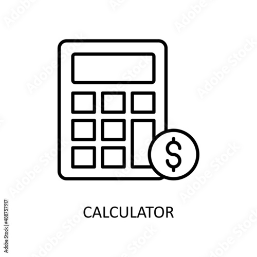 Calculator Vector Outline Icon Design illustration. Fintech Symbol on White background EPS 10 File