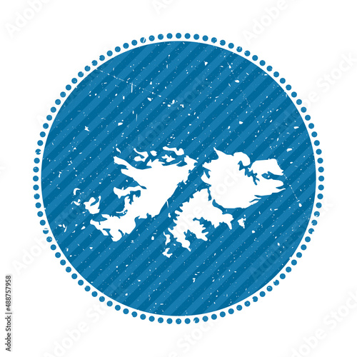 Falklands striped retro travel sticker. Badge with map of country, vector illustration. Can be used as insignia, logotype, label, sticker or badge of the Falklands.