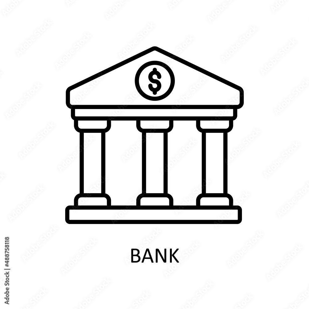 Bank Vector Outline Icon Design illustration. Fintech Symbol on White background EPS 10 File Bank Vector Outline Icon Design illustration. Fintech Symbol on White background EPS 10 File