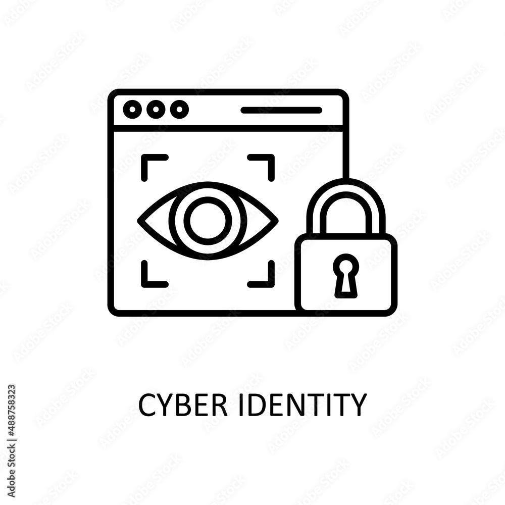Cyber Identity Vector Outline Icon Design illustration. Fintech Symbol on White background EPS 10 File