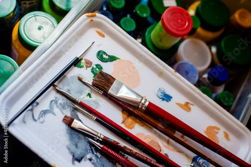 paints and brushes