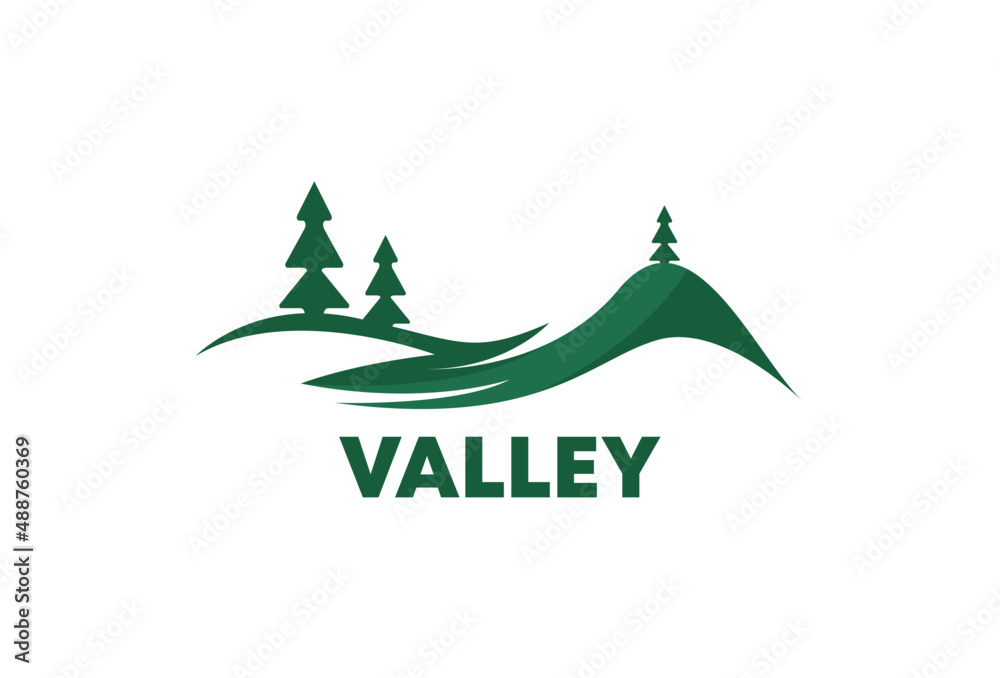 Vetor de Valley logo concept vector. Mountain valley logo template do