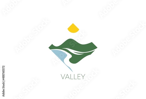Valley logo concept vector. Mountain valley logo template photo