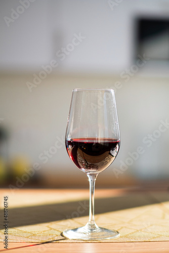 red wine in the glass