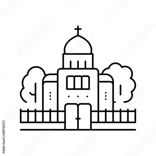 temple cathedral praying building line icon vector illustration