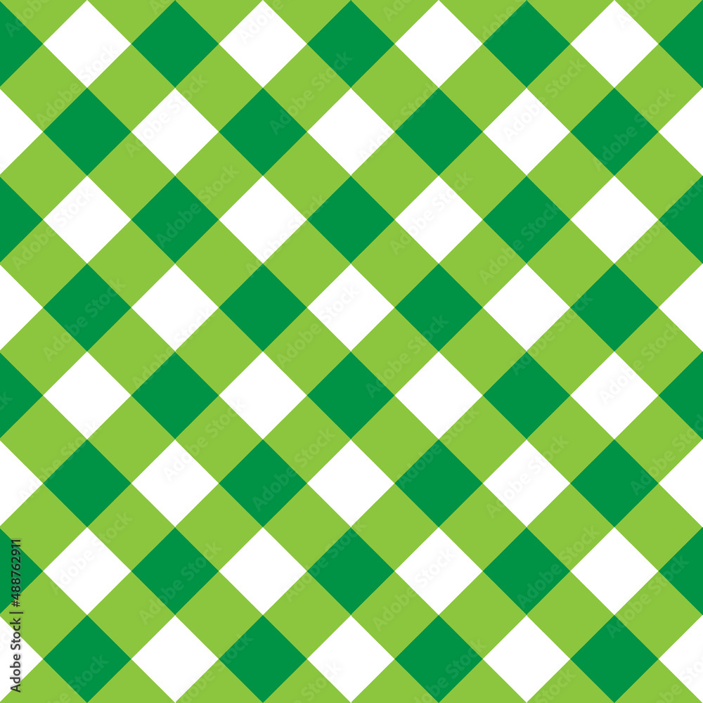 Vector seamless pattern of green St Patrick day Irish checkered texture Vector seamless pattern of green St Patrick day Irish checkered texture