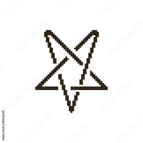 monochrome simple vector flat pixel art vector illustration of black pentagram star sign