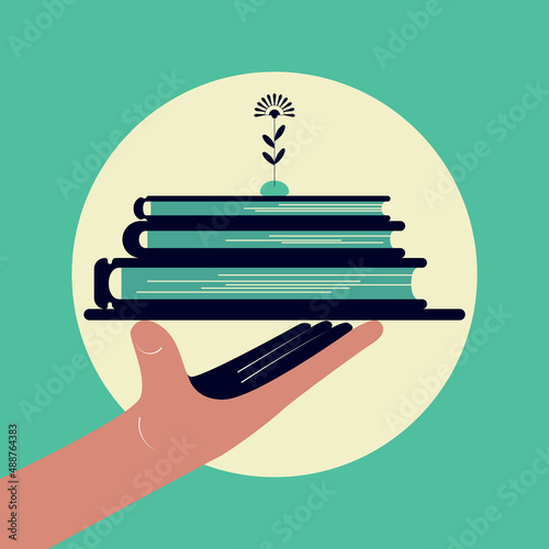 motivational poster for self-development. The concept of opening oneself to the world, learning new things, showing curiosity and striving for success. Psychological illustration