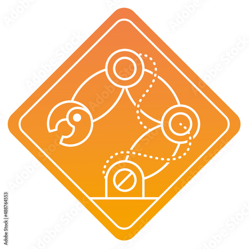 robotic arm icon, industrial robot outline hand