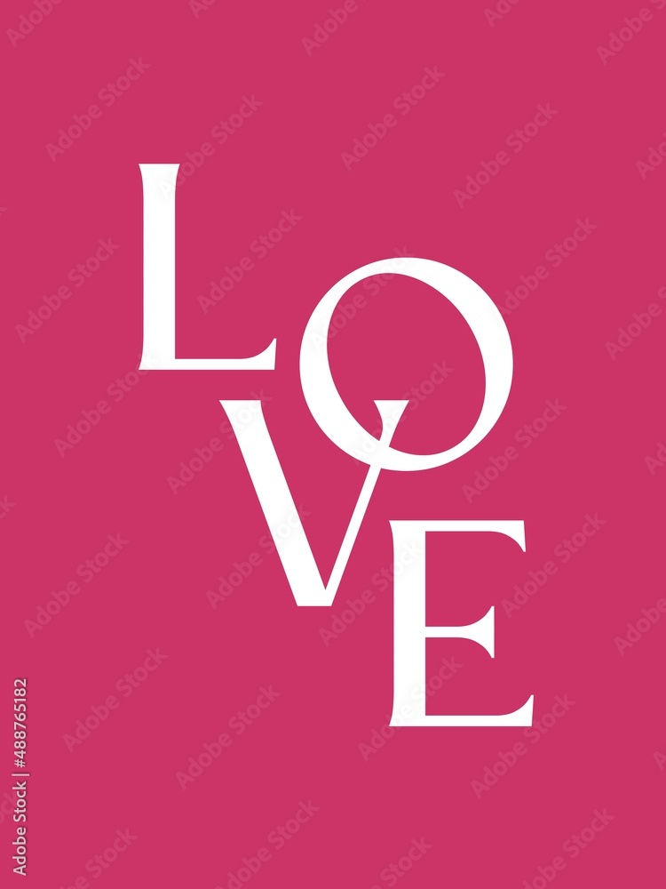 Love word sign on fuchsia bright pink background minimalist valentine's day vertical banner card poster Love word sign on fuchsia bright pink background minimalist valentine's day vertical banner card poster