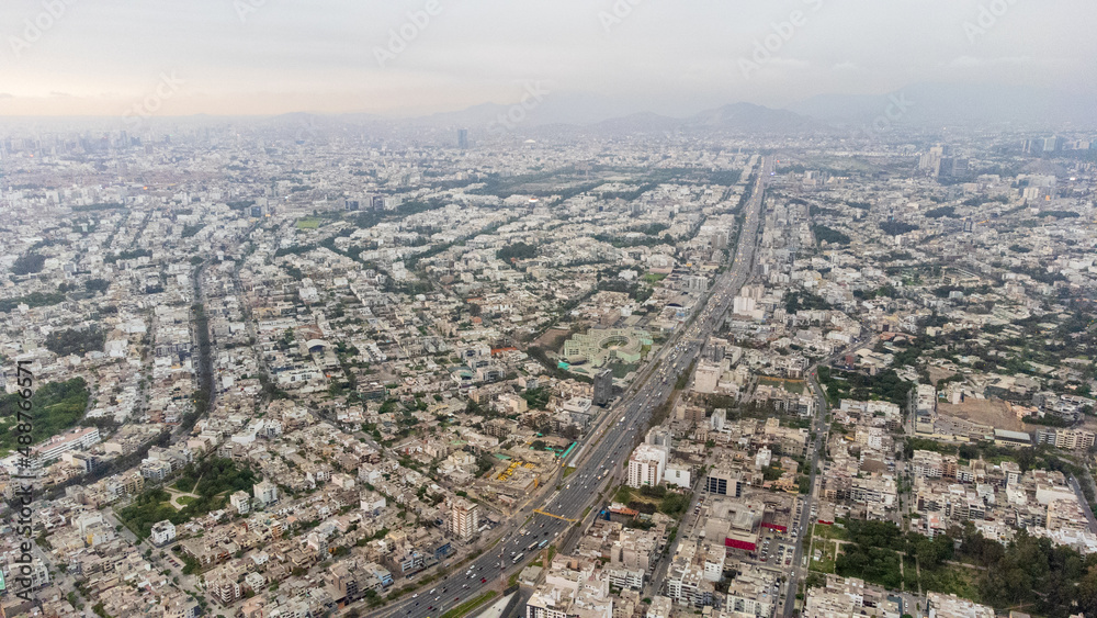 Aerial view of Santiago de Surco in Lima