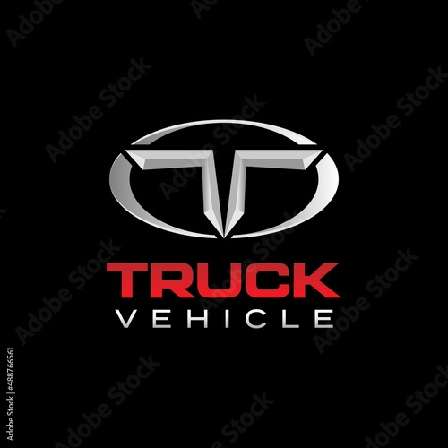 3D Emblem, Abstract Initial T Letter Logo Design Vector Template for Dealership, Showroom Sign, Automobile, Car Shop Retail, Trucking Business, Shipping Logistic Company.  