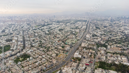 Aerial view of Santiago de Surco in Lima