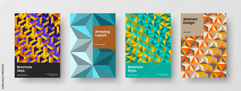 Premium geometric pattern catalog cover layout set. Fresh poster vector design illustration composition. Premium geometric pattern catalog cover layout set. Fresh poster vector design illustration composition.