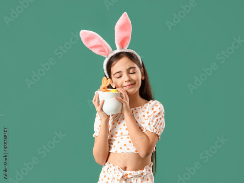 Cute little girl with bunny...