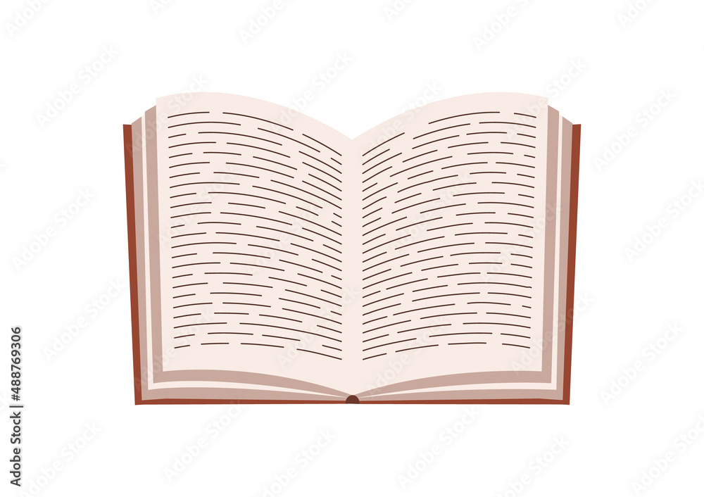 Fototapeta premium Open book. Open book flat icon. Icon of read, library, diary and literature. Illustration for student, literature guide, study and bookstore. Vector