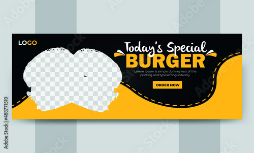 Burger Social Media Post and Facebook Cover Design Vector Template