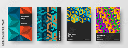 Original handbill A4 vector design template bundle. Abstract geometric shapes magazine cover layout composition.