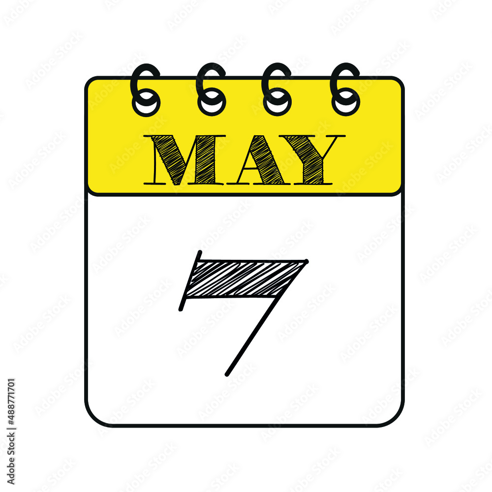 May 7 calendar icon. Vector illustration in flat style. May 7 calendar icon. Vector illustration in flat style.