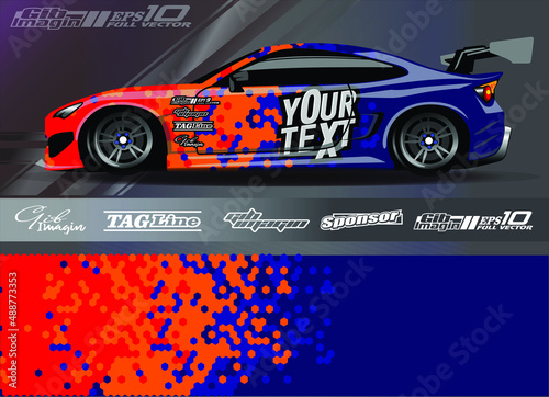 Race car wrap decal designs. Abstract racing and sport background for car livery or daily use car vinyl sticker