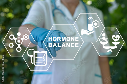 Concept of hormone balance. Hormonal therapy. Hormones treatment medical innovation. photo