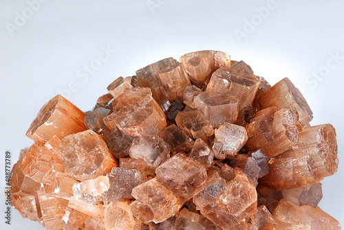 Aragonite crystals from Taouz ares Morocco.   Aragonite is a carbonate mineral, one of the three most common naturally occurring crystal forms of calcium carbonate. photo