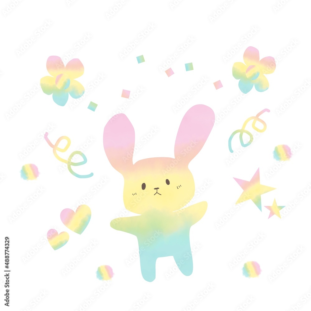 Obraz premium うさぎ イラスト パステルカラー 